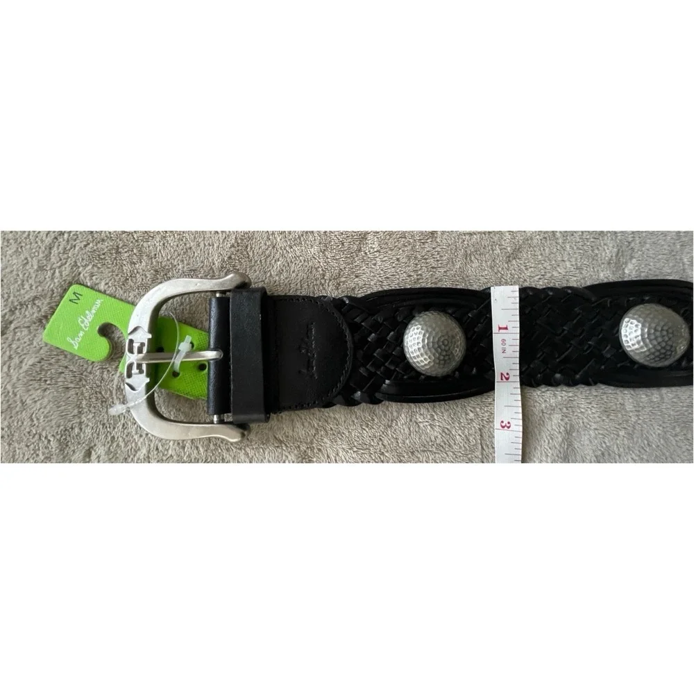 Sam Edelman Black Woven Leather Belt M Silver Concho Western Boho‎ - Picture 3 of 4